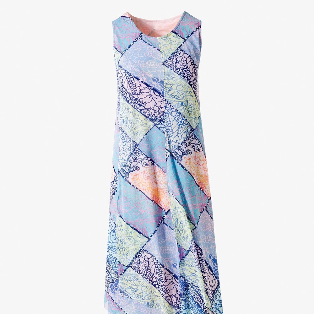 NWT Chicos Off The Rack Blue Coast Maxi Dress With Handkerchief Hem.